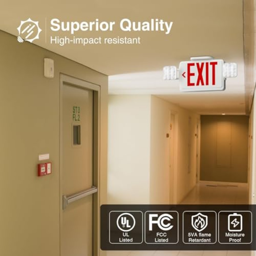 LED Exit Sign with Emergency L - Emergency Exit Sign บทวิจารณ์และราคา