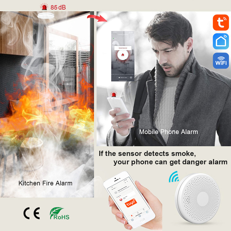 2 in 1 Version WiFi Tuya Smart - Smoke Detector Interconnected บทวิจารณ์และราคา