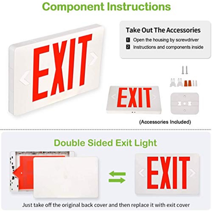 Ultra Slim LED Exit Sign, Red  - Emergency Exit Sign บทวิจารณ์และราคา