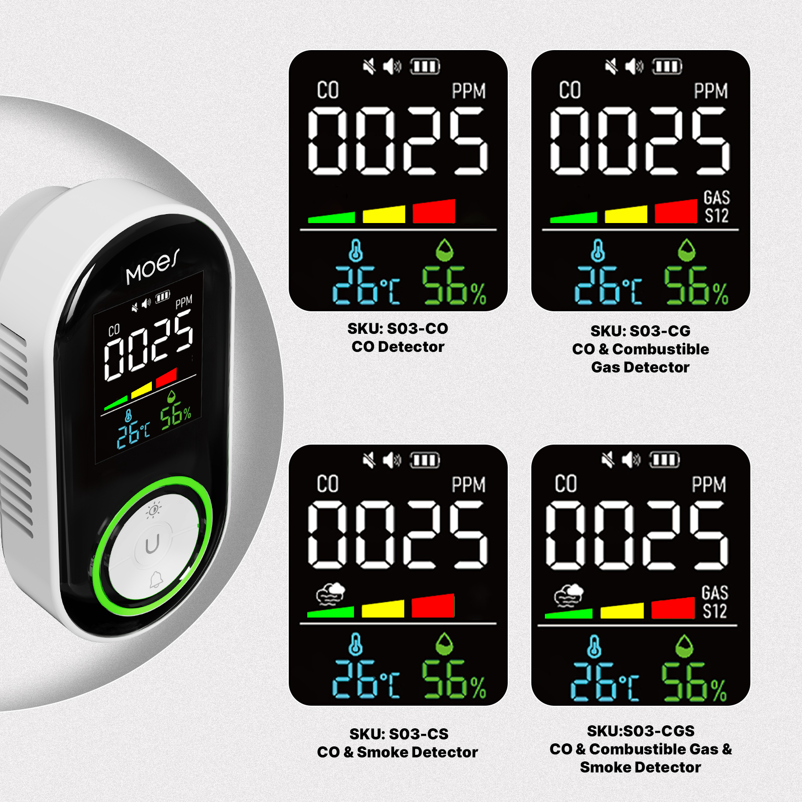 MOES CO Smoke Gas Detector Ala - Co Detector Plug บทวิจารณ์และราคา