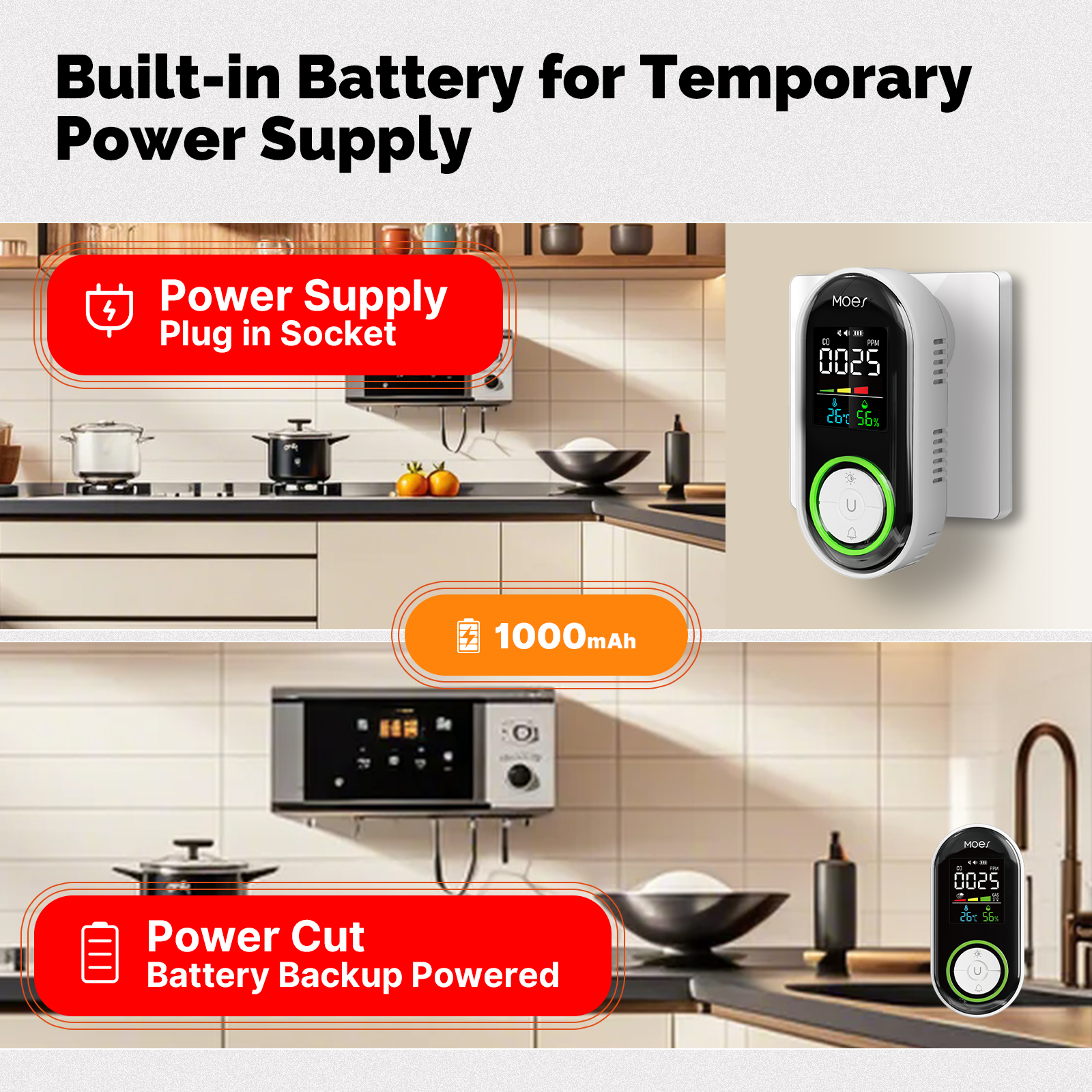 MOES CO Smoke Gas Detector Ala - Co Detector Plug บทวิจารณ์และราคา