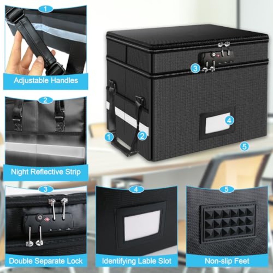 Fireproof Document Box with Lo - Fire Safe Document บทวิจารณ์และราคา