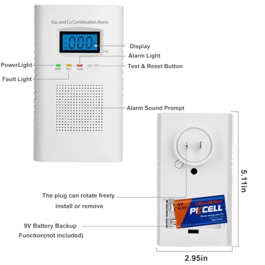 2 Pack Combination Gas and Car - Co Detector Plug บทวิจารณ์และราคา