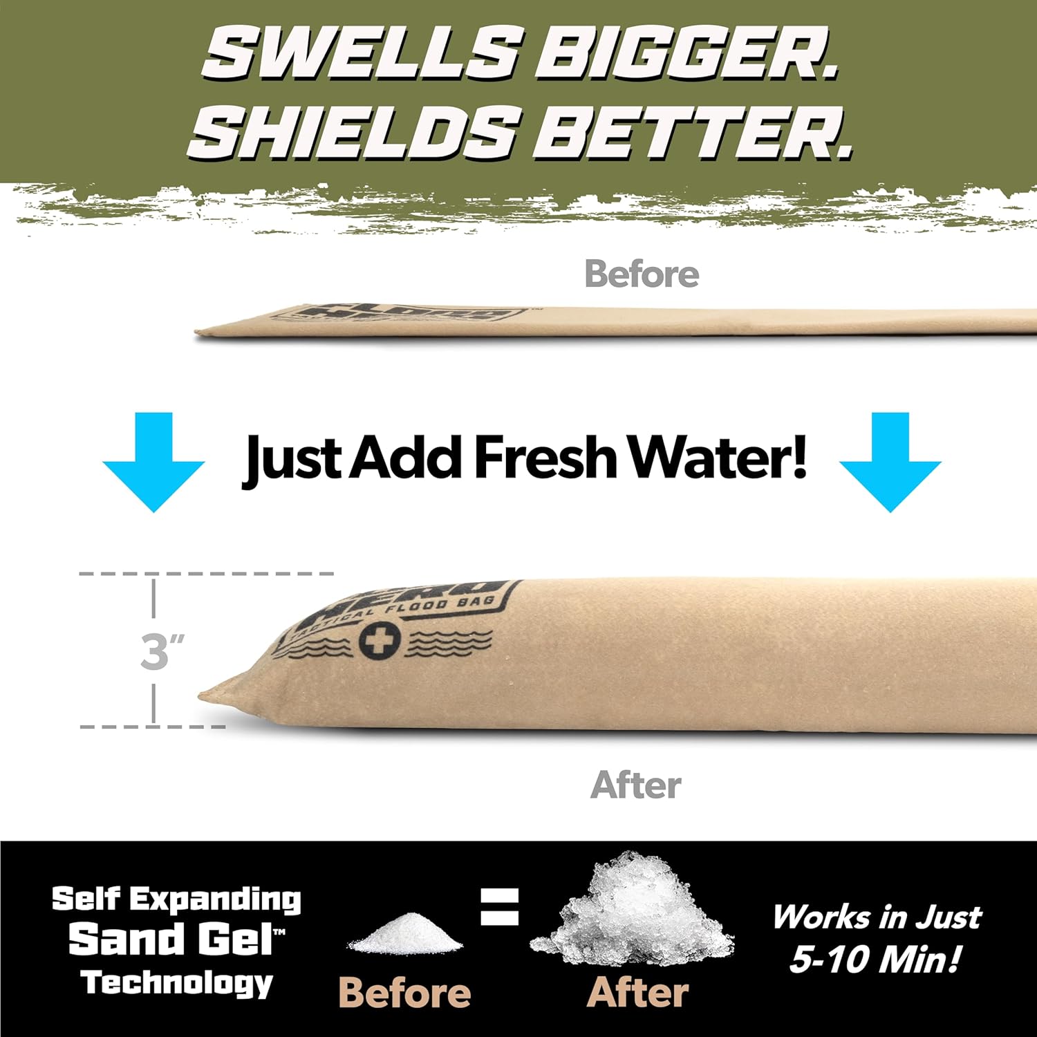 3 ft Water Activated Sandbags  - Flood Barrier Bag บทวิจารณ์และราคา