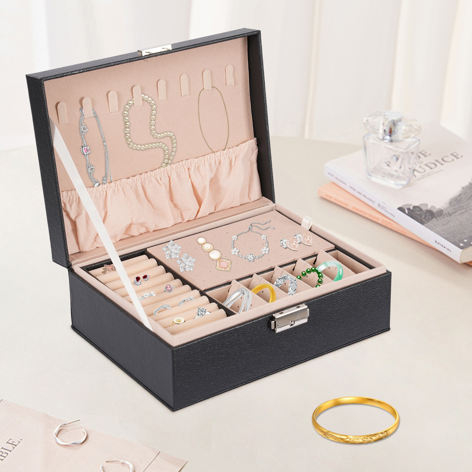 Double-Layer PVC Jewelry Box R - Lockbox Key Secure บทวิจารณ์และราคา