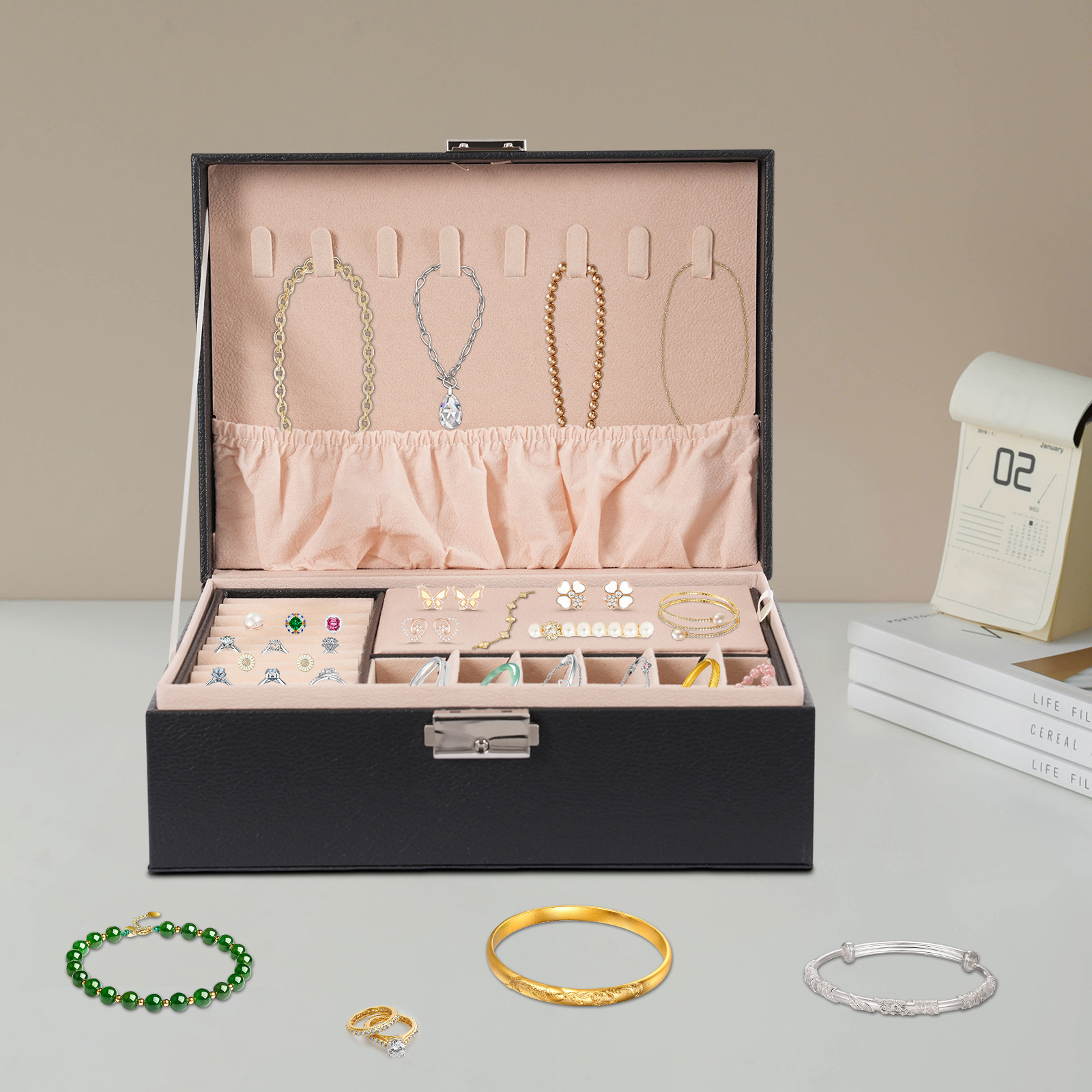 Double-Layer PVC Jewelry Box R - Lockbox Key Secure บทวิจารณ์และราคา