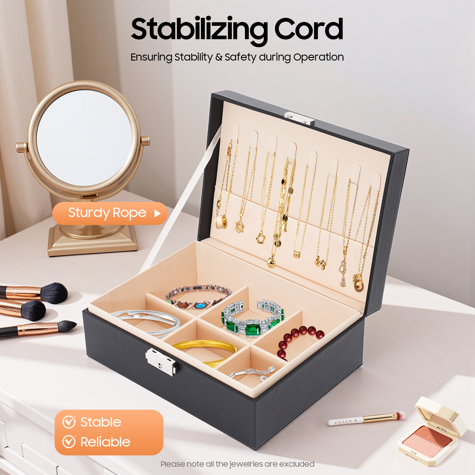 Double-Layer PVC Jewelry Box R - Lockbox Key Secure บทวิจารณ์และราคา