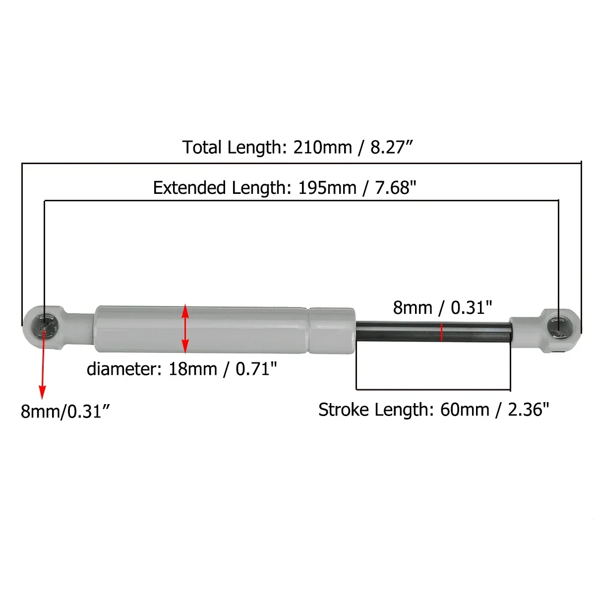 200-380N 195mm 8mm for RV Bed  - Window Lock Bar บทวิจารณ์และราคา