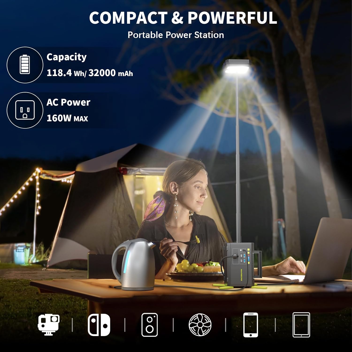 118Wh Portable Power Station w - Power Outage Light บทวิจารณ์และราคา