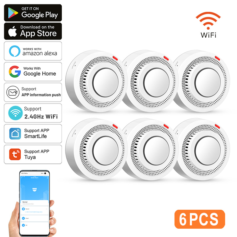 6Pack Tuya WiFi Smart Smoke Se - Smoke Detector Interconnected บทวิจารณ์และราคา